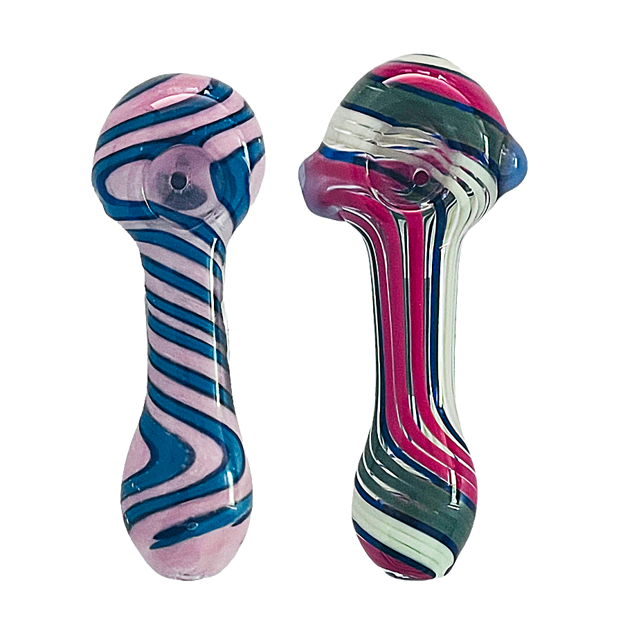 All Over Twisted Design Marble Base Heavy Handpipe | 4 inches | Assorted Colors product image